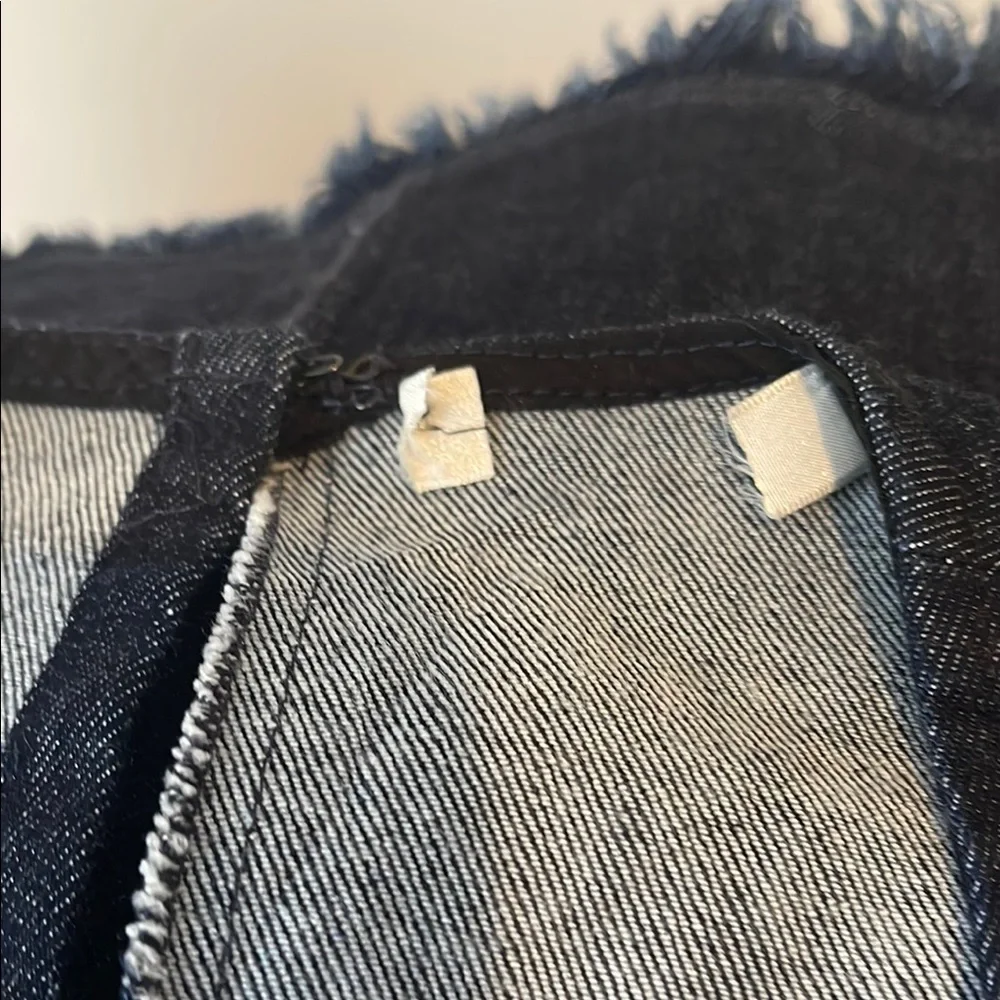 A.L.C. Sample Blue Denim Crop Tank Top Sleeveless Fringe Hem